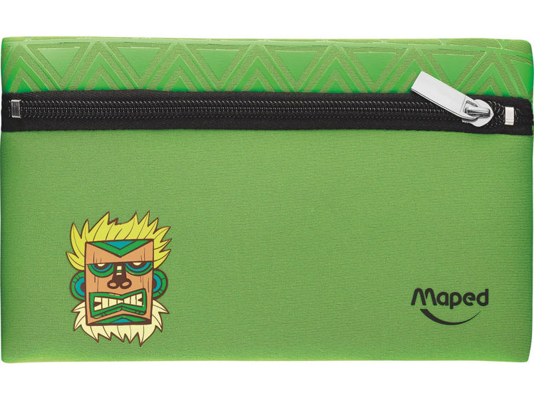 Picture of 7544 MAPED SOFT ANTI RIP FABRIC PENCIL CASE TIKI THEME